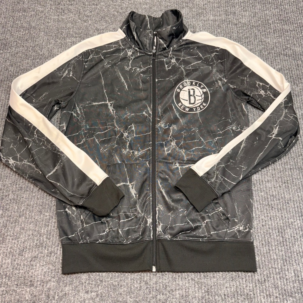 Brooklyn Nets Marble‎ Print Track Jacket Full Zip Men's Small Imperfect